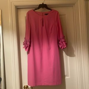 Pretty in Petal Pink by JAX!  Free flowing dress with ruffle detail on sleeves!